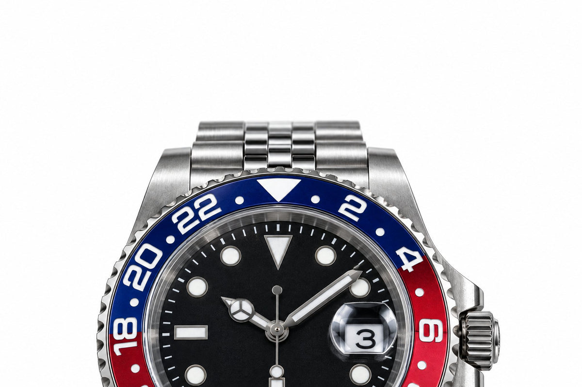 GMT MOD Pepsi Austral, lunette bleue et rouge, bracelet jubilé