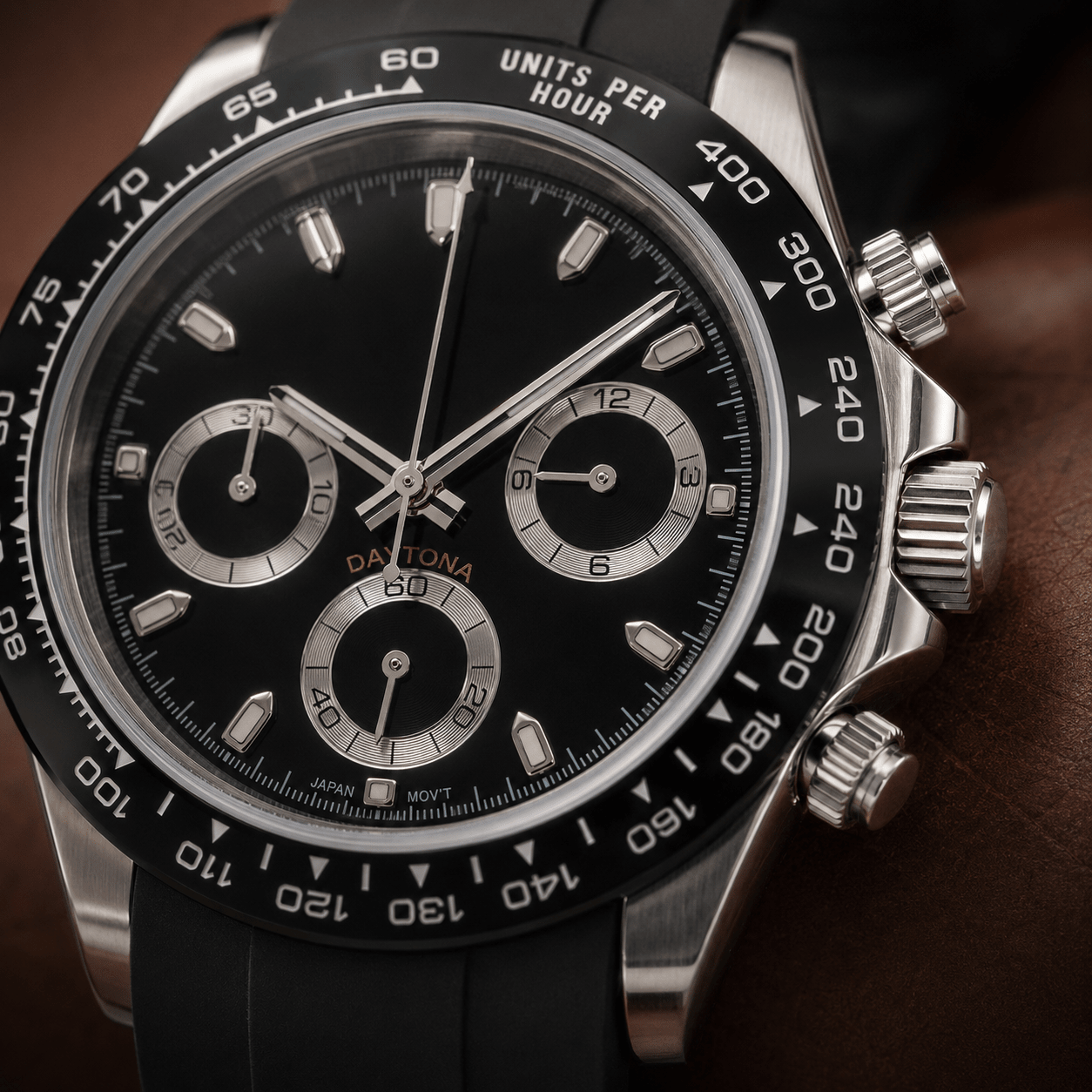 DAYTO MOD - BLACK RUBBER VK63 - MONTRE A PAPY - Montre automatique seiko mod Montre configuree
