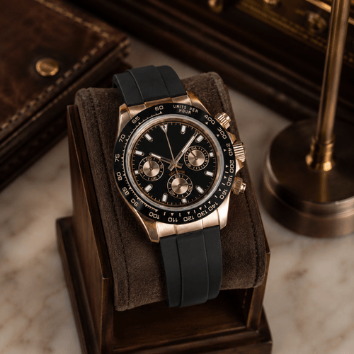 DAYTO MOD - PINK GOLD BLACK VK63 - MONTRE A PAPY - Montre automatique seiko mod Montre configuree