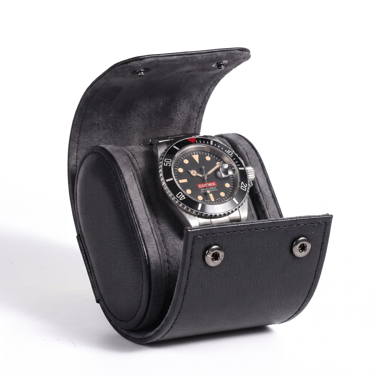 Écrin de voyage Austral 1 montre, cuir noir, avec une SUB MOD 40 COMEX