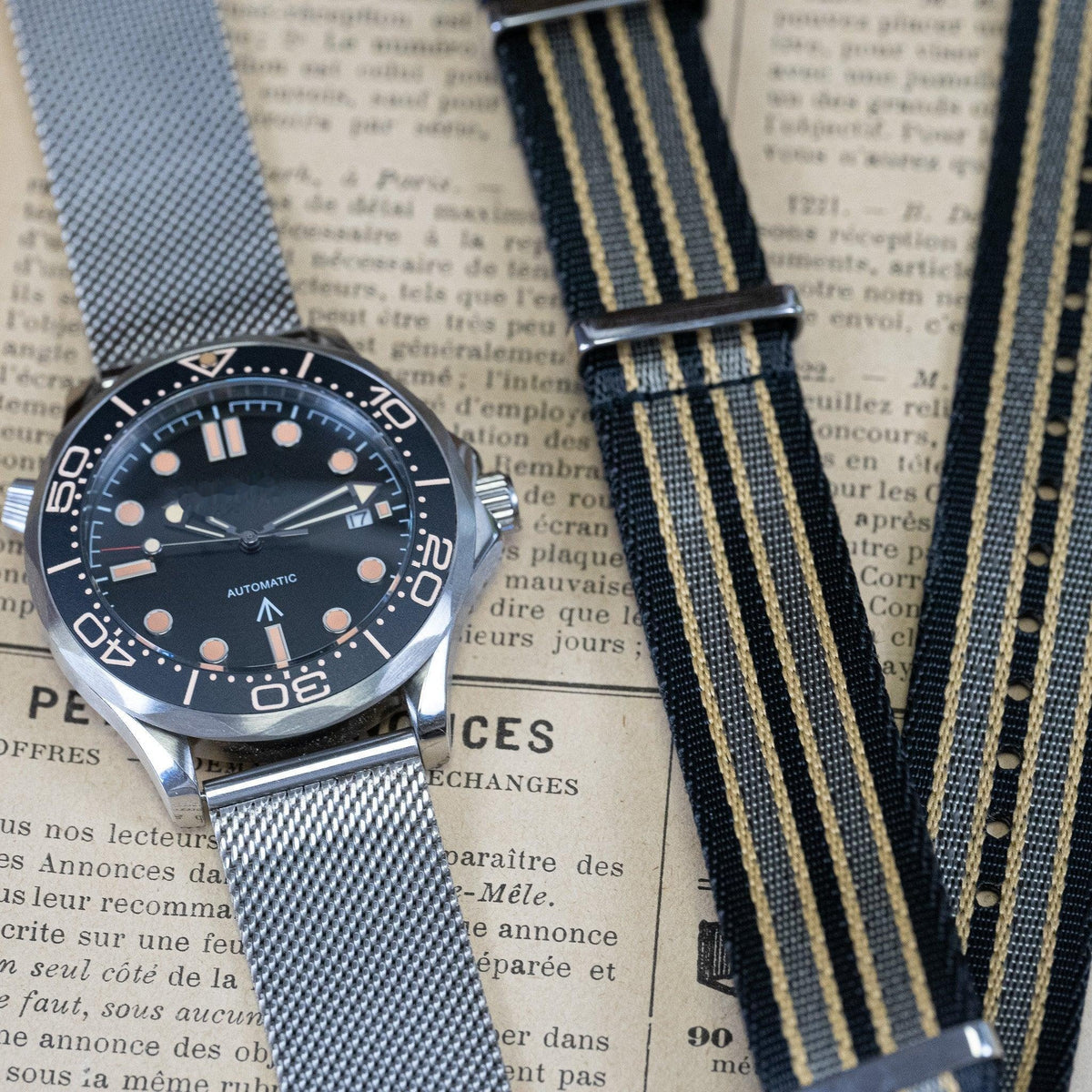 SEA MOD 007 avec ses bracelets milanais et NATO