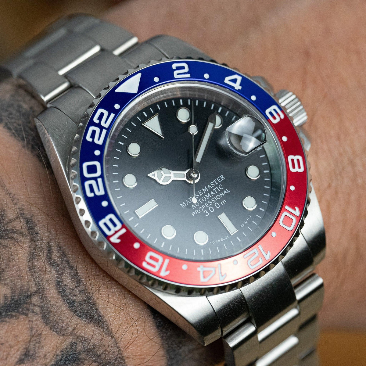 GMT MOD Pepsi portée au poignet sur bracelet Oyster