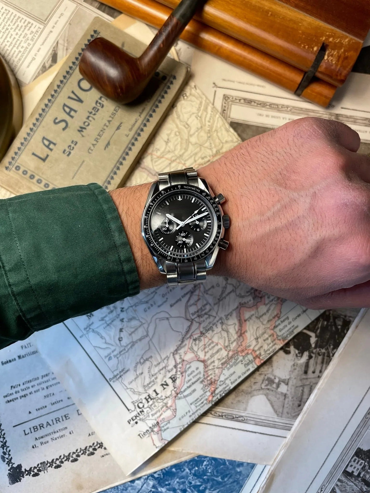 SPEED MOD Chrono Black portée au poignet sur bracelet acier