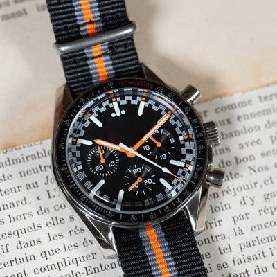 Bracelet NATO tricolore noir, gris et orange